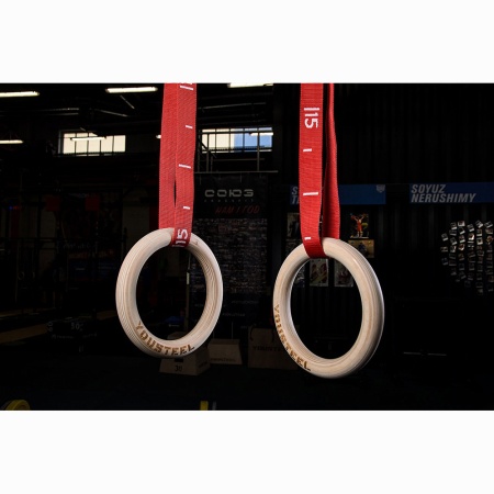 Купить Кольца гимнастические 32 мм красные стропы в Спасске-Рязанском 