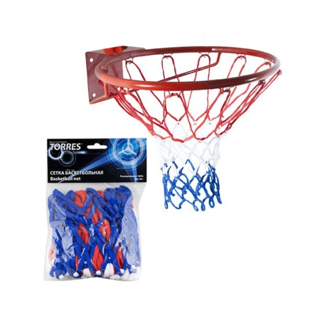 Купить Сетка баскетбольная Torres, нить 4 мм, бело-сине-красная в Спасске-Рязанском 