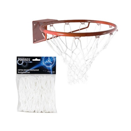 Купить Сетка баскетбольная Torres, нить 4 мм, белая в Спасске-Рязанском 